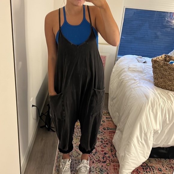 New Free People Hot Shot Onesie Washed Black FP movement - Picture 2 of 5